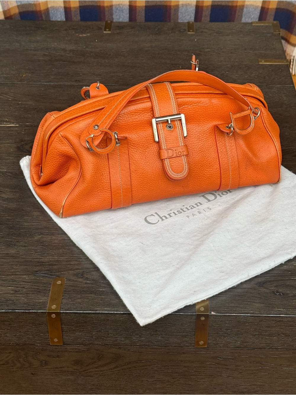 Dior Vintage Orange Leather Satchel (circa early 2000s)